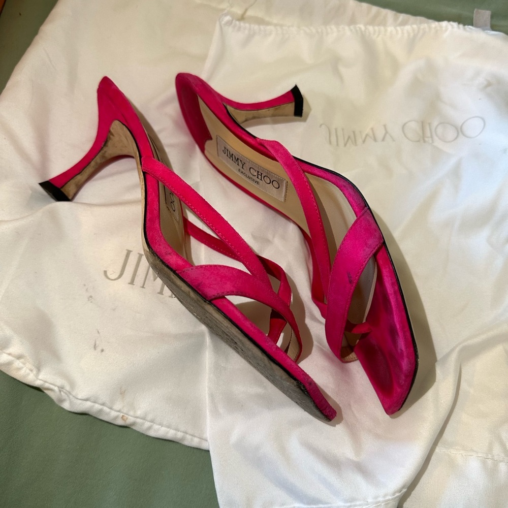 Jimmy Choo Maelie pink suede Barbie kitten heel - Picture 3 of 5